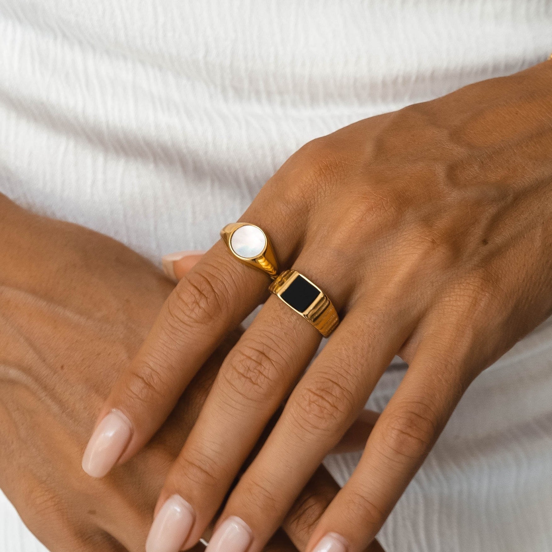 Luminous Mother of Pearl Gold Ring - ring