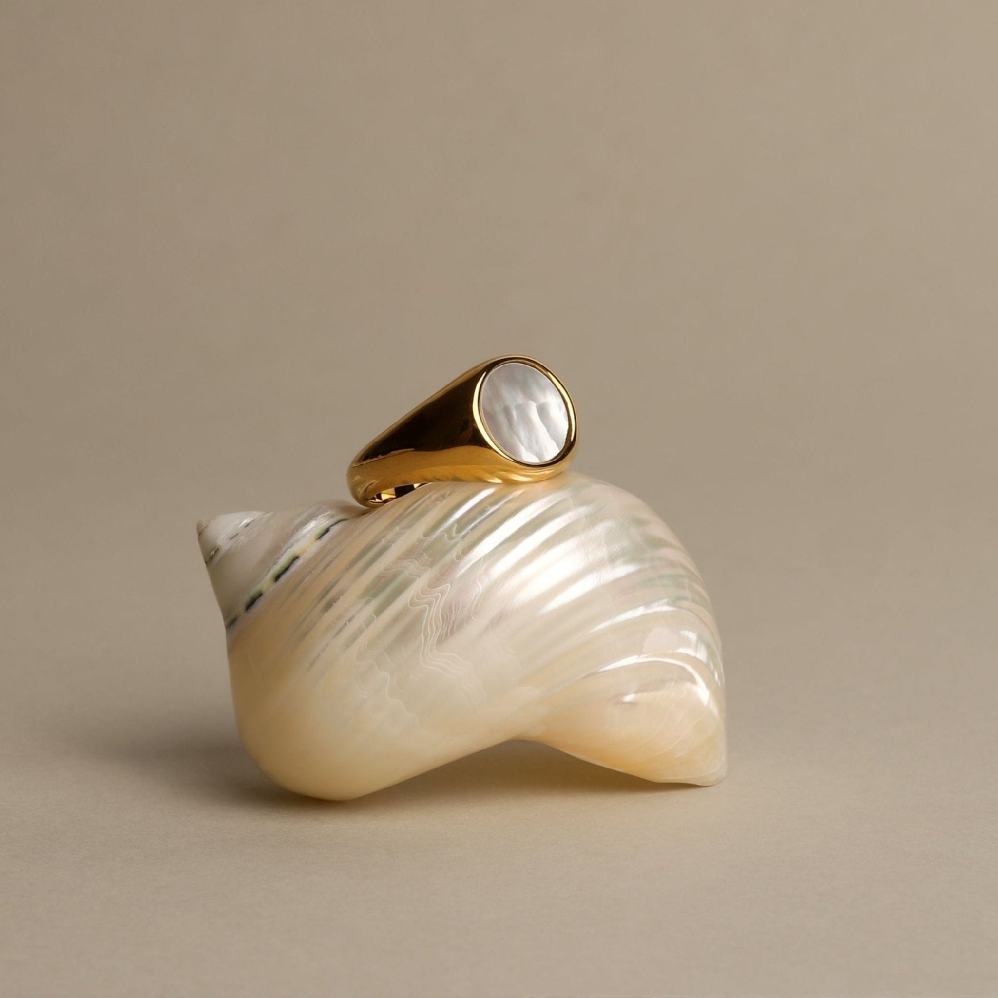 Luminous Mother of Pearl Gold Ring - ring