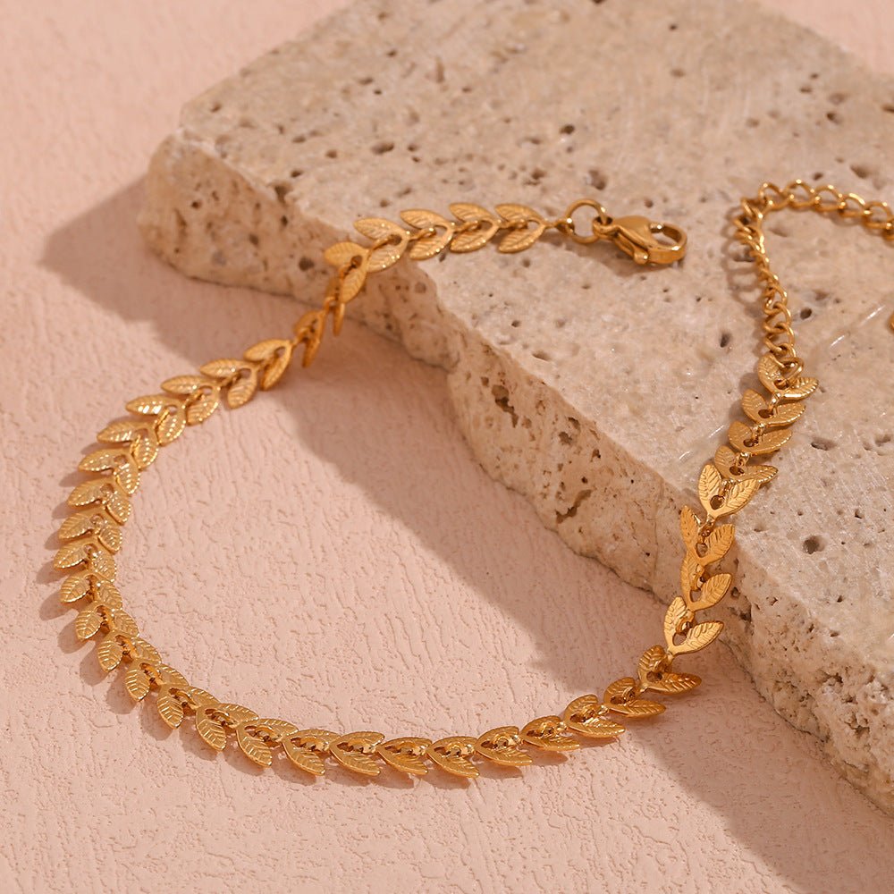Madeline Gold Leaf Chain Bracelet - Chain Bracelets