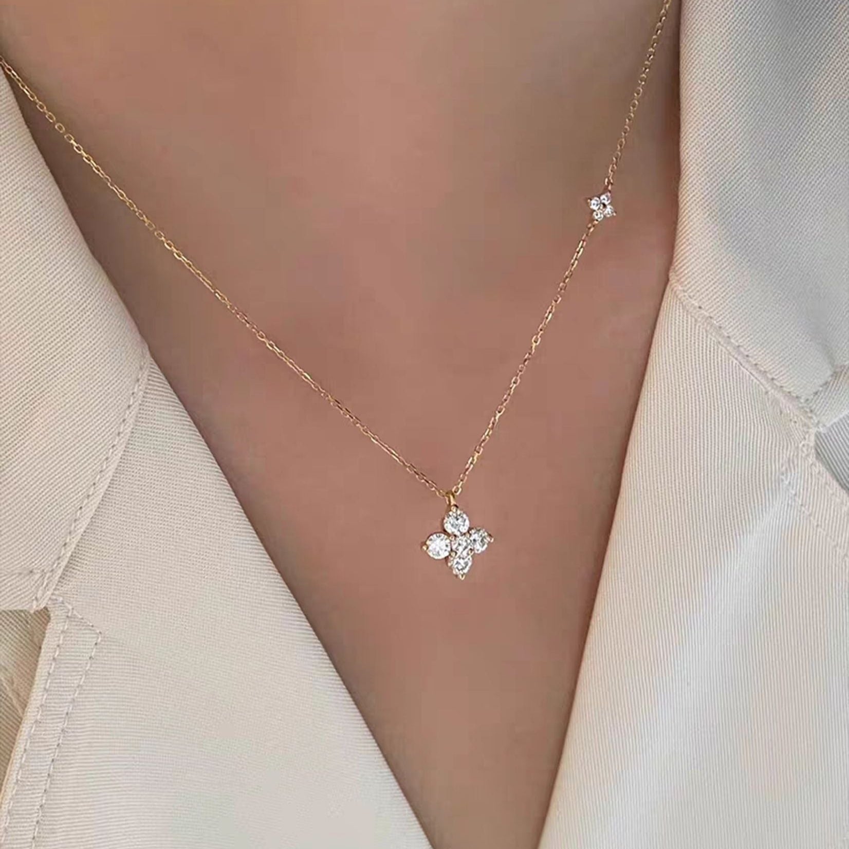 Mia Double Crystal Necklace - Pendant Necklaces