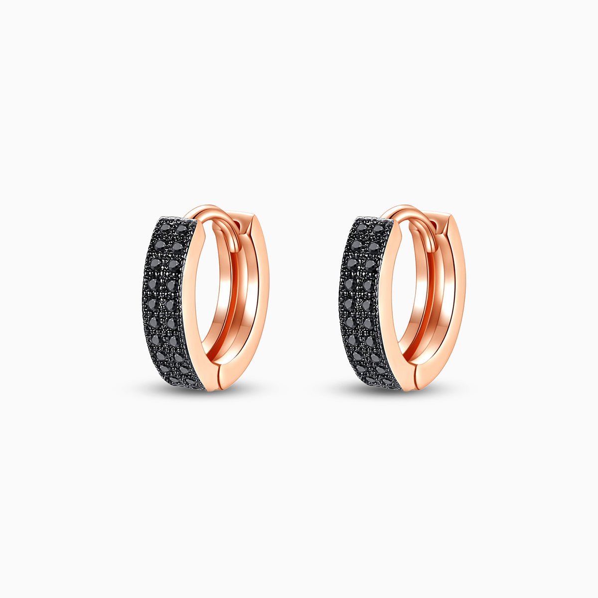 Midnight Spark Rose Gold Huggie Earrings - Earrings