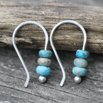 Minimalist Beaded Hook Earrings – Natural Stone Look - Earrings