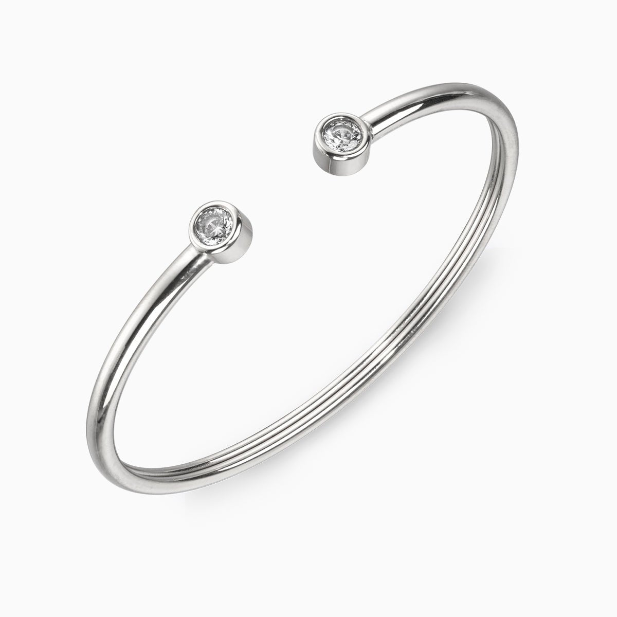 Minimalist Gold Open Cuff Bracelet with Crystal Accents - Bracelets