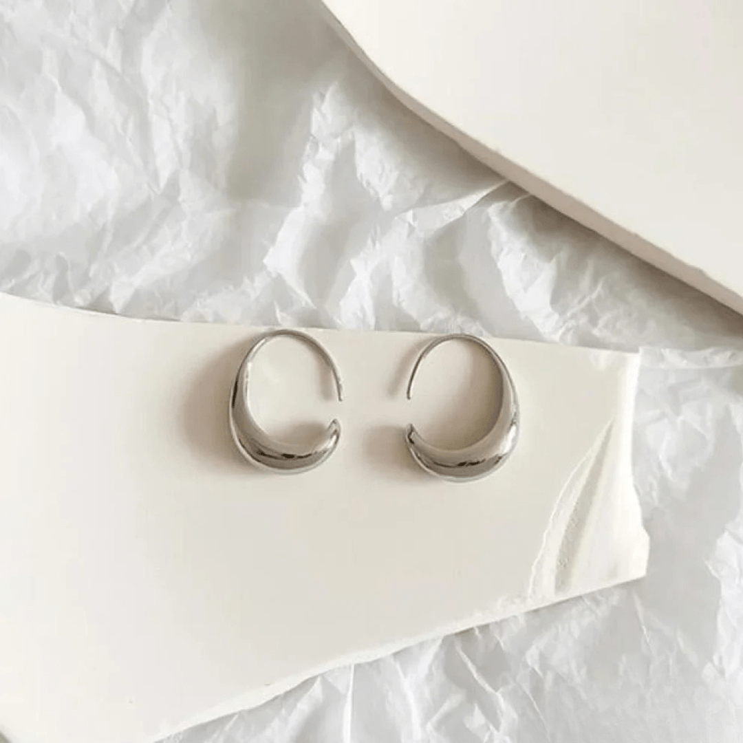 Modern Sculpted Crescent Gold Hoop Earrings - Earrings