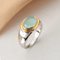 Modern Silver Ring with Aqua Oval Stone and Gold Bezel - Ring