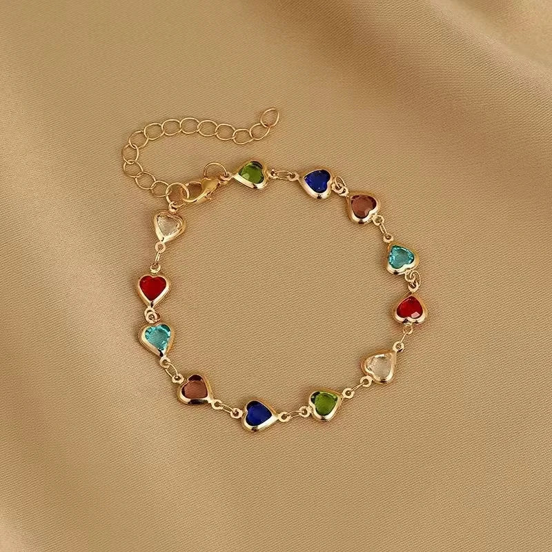 Multicolor Heart Charm Bracelet - Bracelets