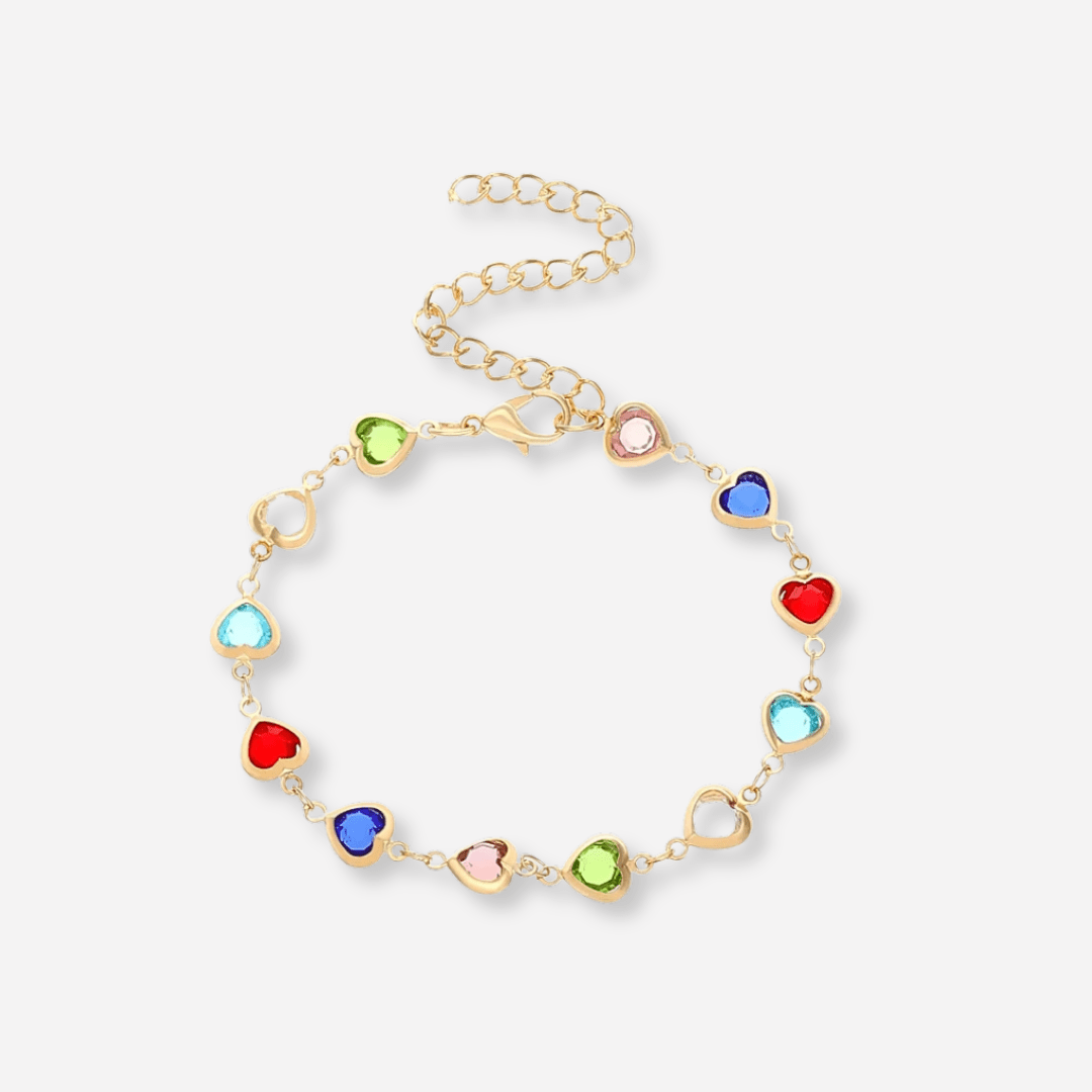 Multicolor Heart Charm Bracelet - Bracelets