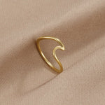 Ocean Wave Gold Adjustable Ring - Ring
