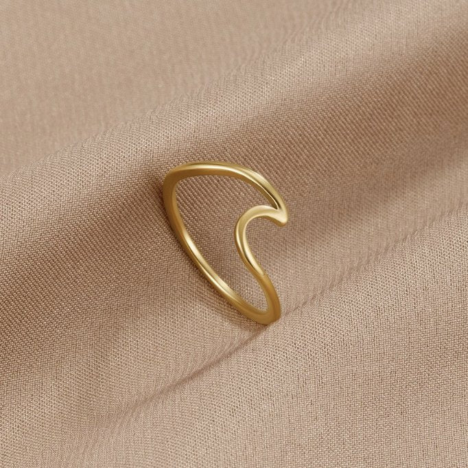 Ocean Wave Gold Adjustable Ring - Ring