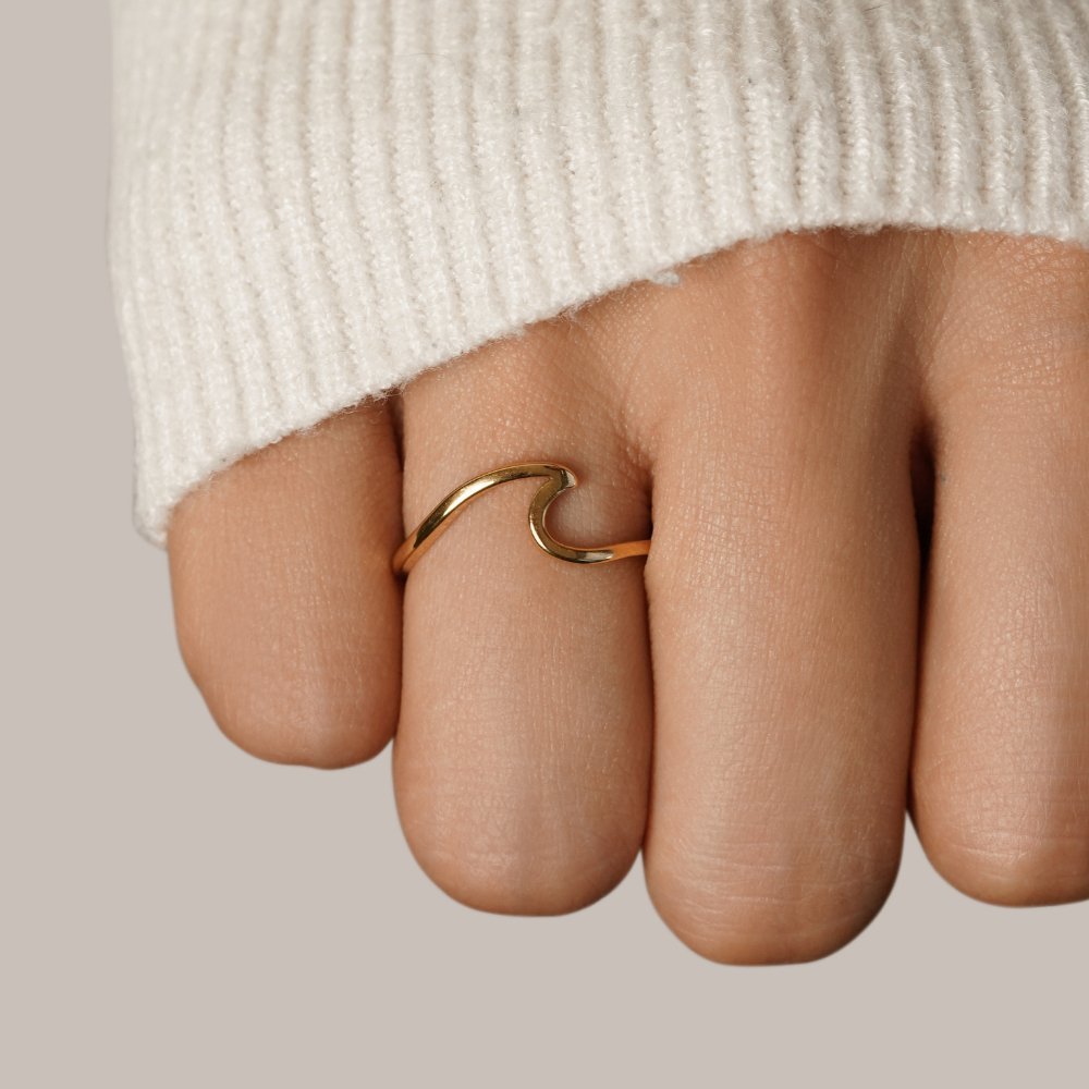 Ocean Wave Gold Adjustable Ring - Ring