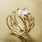 Organic Gold Branch Ring with Freshwater Pearl - Ring