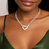 Pavé Heart Pendant Chain Necklace