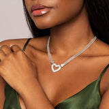 Pavé Heart Pendant Chain Necklace