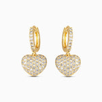 Pavé Heart Charm Hoop Earrings - Earrings