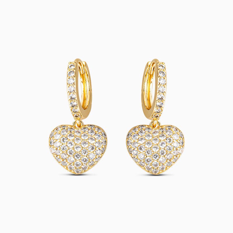 Pavé Heart Charm Hoop Earrings - Earrings