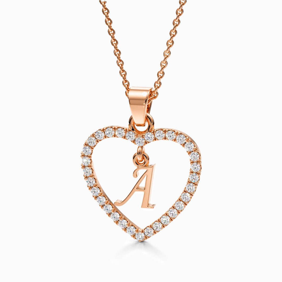 Personalized Heart Initial Pendant Necklace - Necklaces
