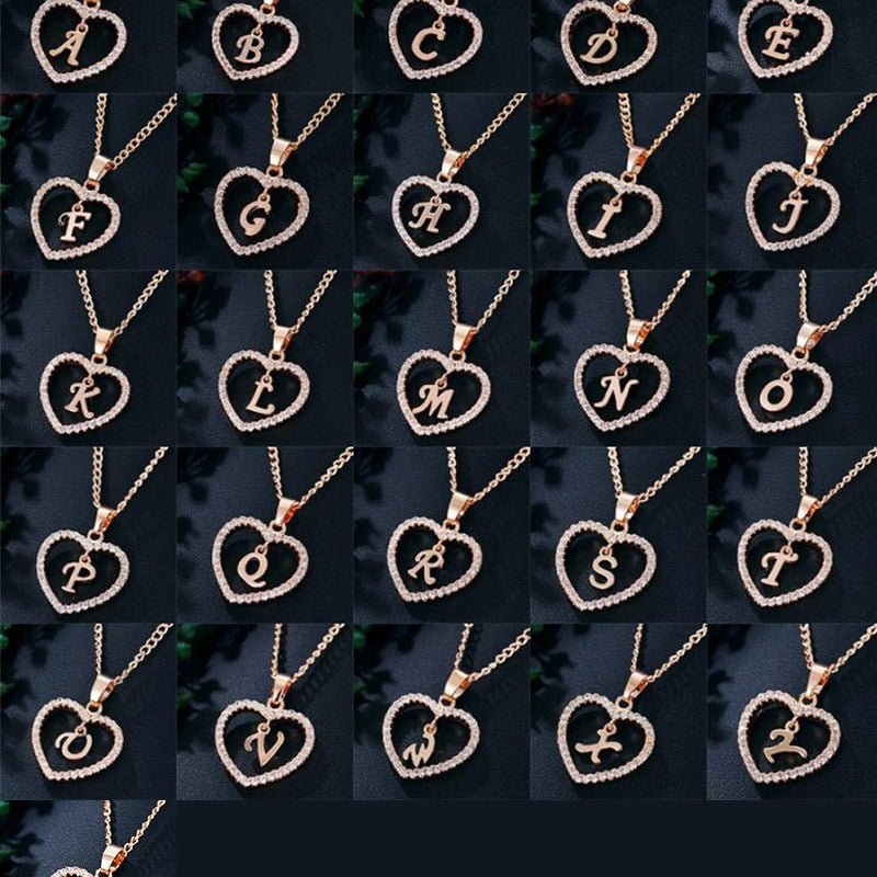 Personalized Heart Initial Pendant Necklace - Necklaces
