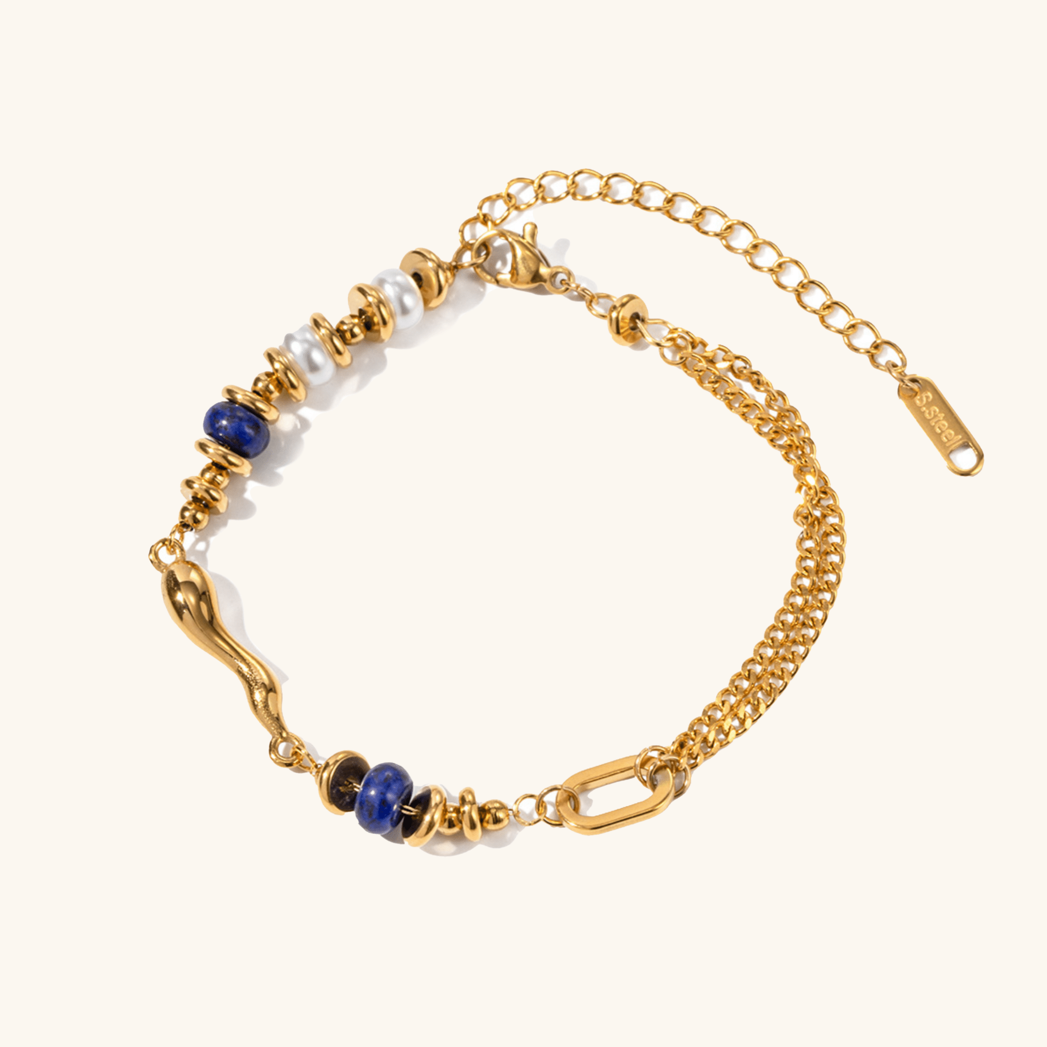 Quintessa Layered Pearl and Gold Chain Bracelet - Chain Bracelets