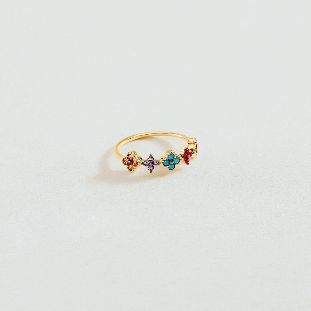 Radiant Blossom Multicolour Gemstone Ring - Ring