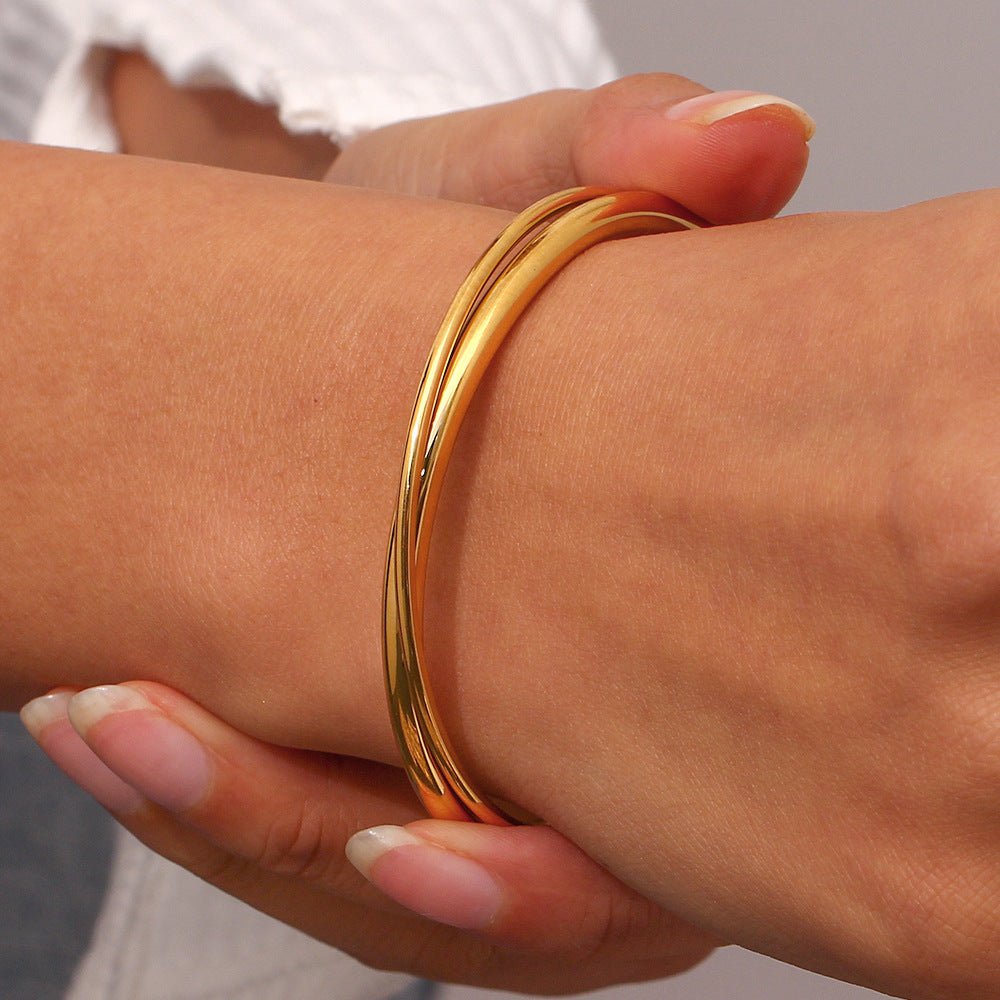 Rianne Gold Stacked Bangle Bracelet - Bangle Bracelets