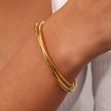 Rianne Gold Stacked Bangle Bracelet - Bangle Bracelets