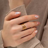 River Layered Gold Adjustable Ring - Ring