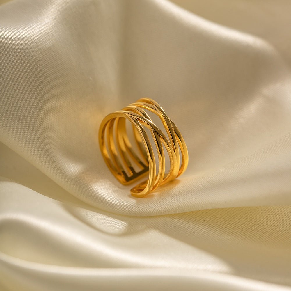 River Layered Gold Adjustable Ring - Ring