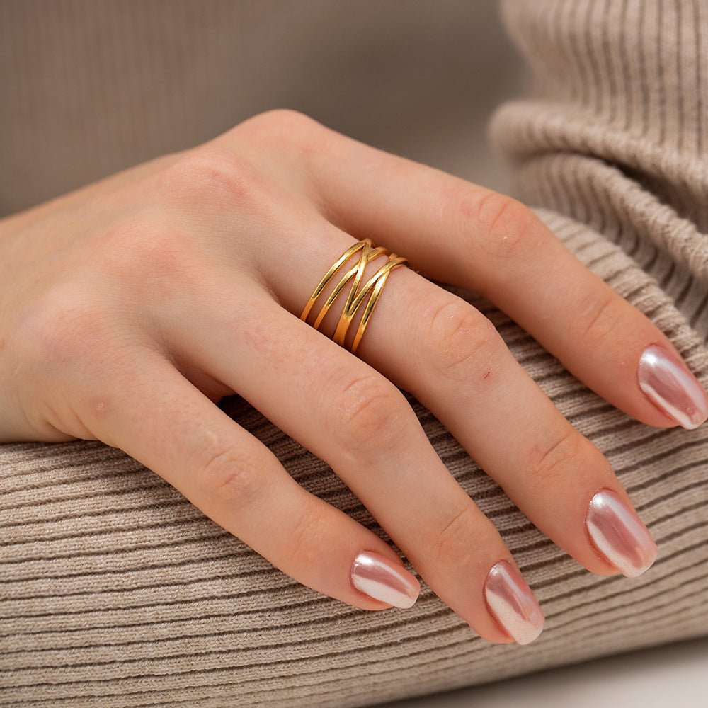 River Layered Gold Adjustable Ring - Ring