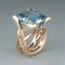 Rose Gold Cocktail Ring with Blue Princess - Cut Stone - Ring