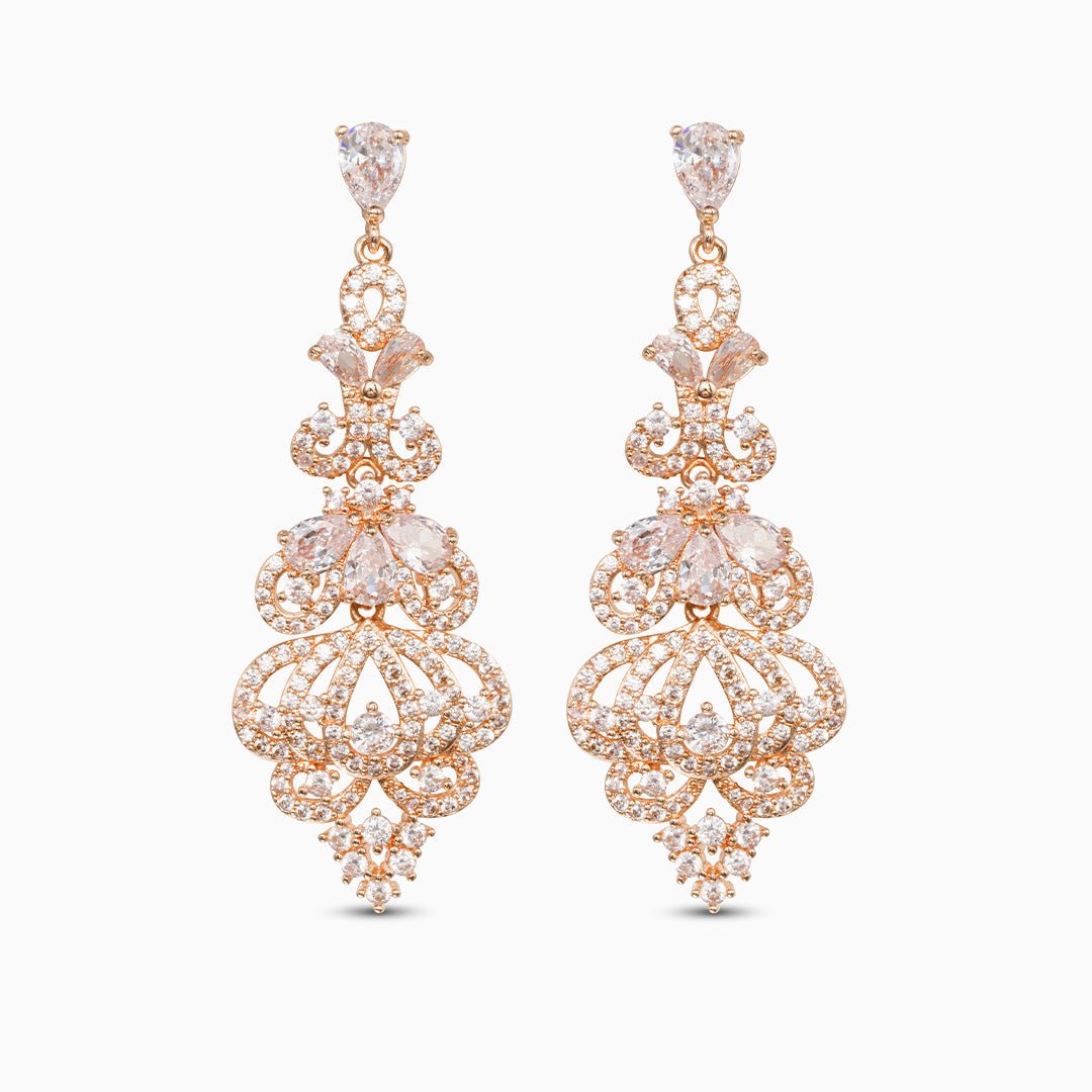 Rose Gold Crystal Chandelier Earrings - Earrings