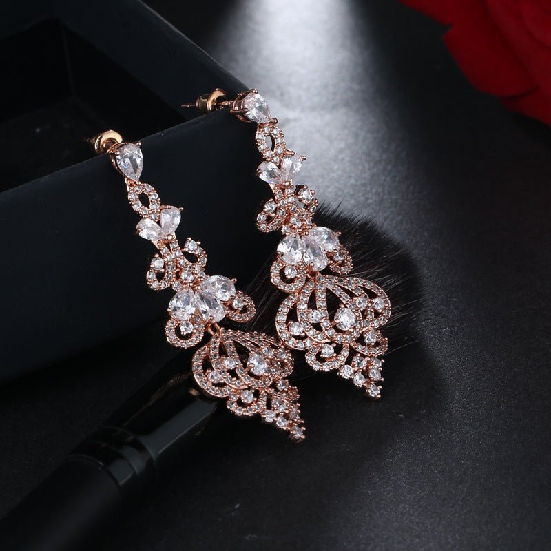 Rose Gold Crystal Chandelier Earrings - Earrings