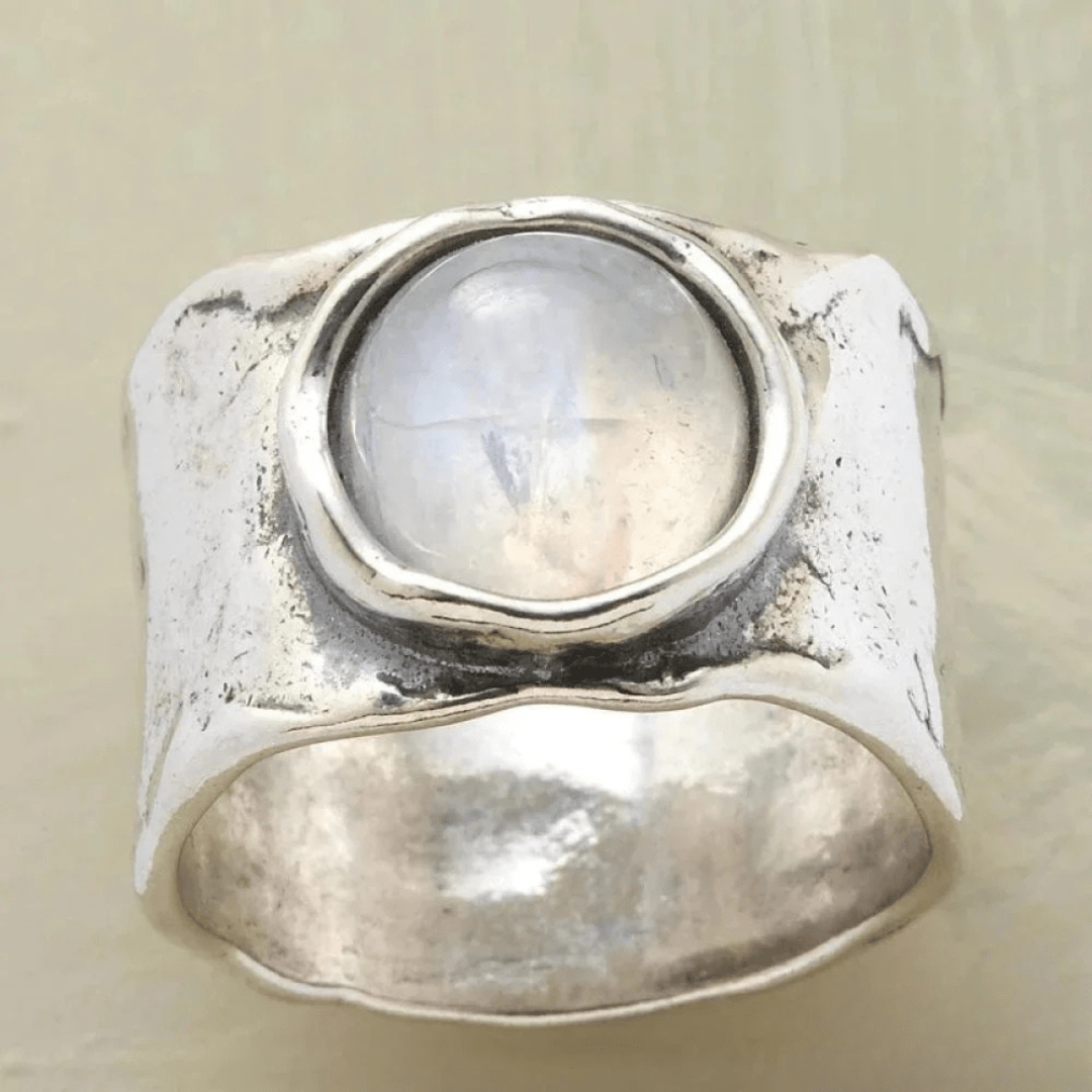 Rustic Moonstone Ring in Sterling Silver - Ring