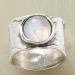 Rustic Moonstone Ring in Sterling Silver - Ring