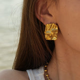 Sculpted Abstract Statement Earrings - Earrings