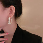 Sculpted Gold Mesh Teardrop Hoop Earrings - Earrings