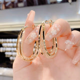 Sculpted Gold Mesh Teardrop Hoop Earrings - Earrings