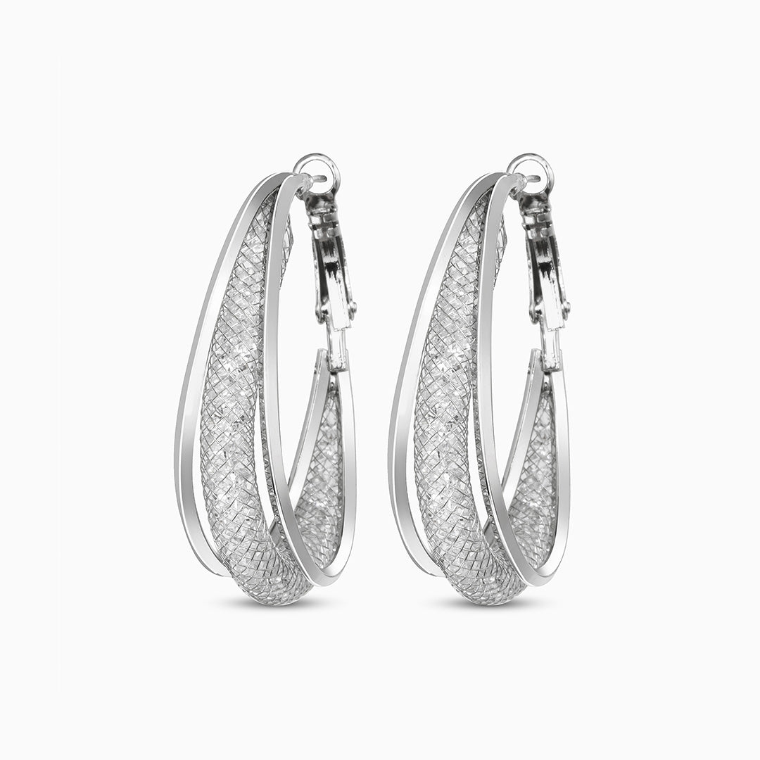 Sculpted Gold Mesh Teardrop Hoop Earrings - Earrings