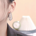 Sculpted Gold Mesh Teardrop Hoop Earrings - Earrings