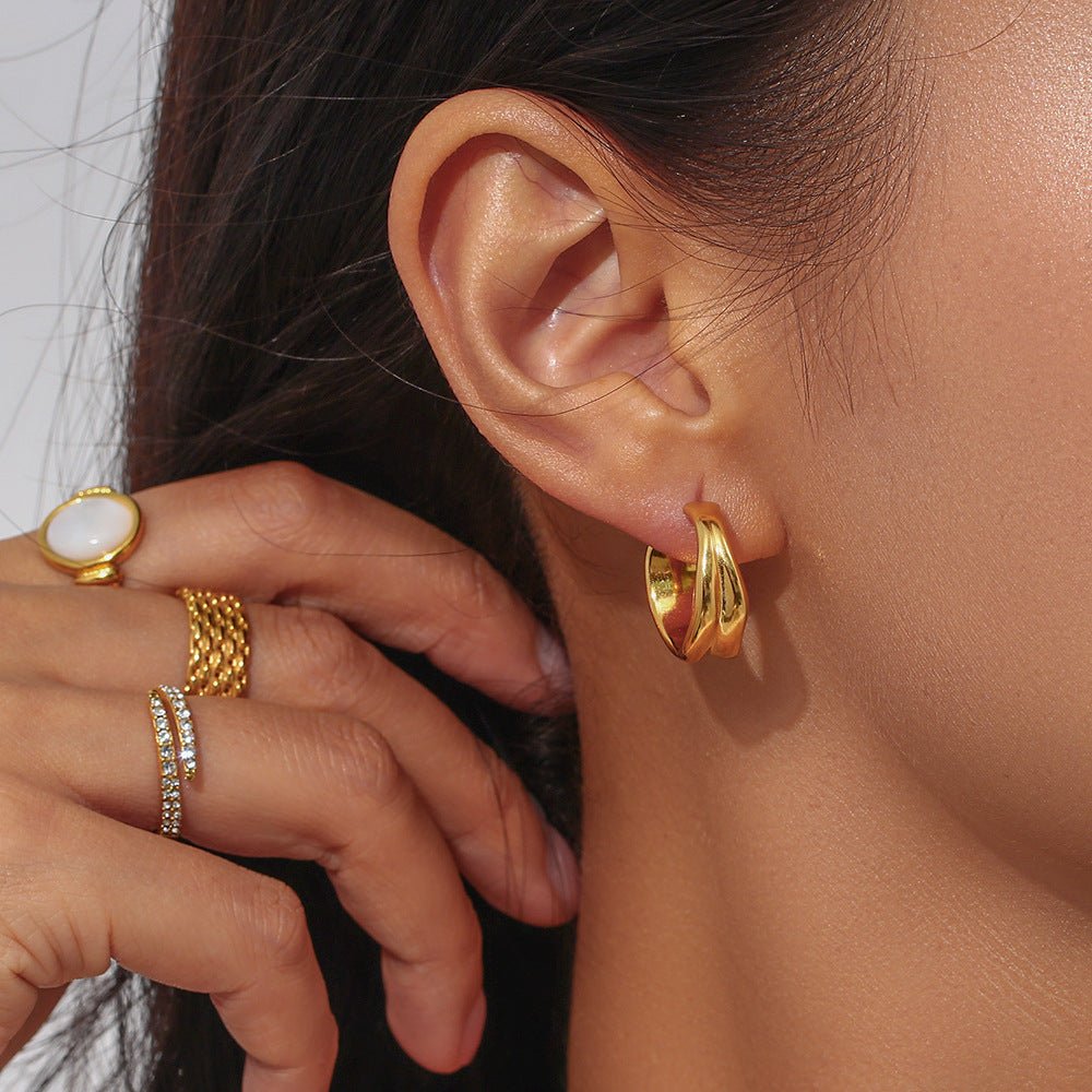 Sculpted Wave Hoop Earrings - Earrings