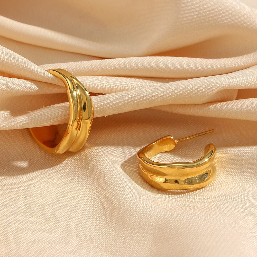 Sculpted Wave Hoop Earrings - Earrings