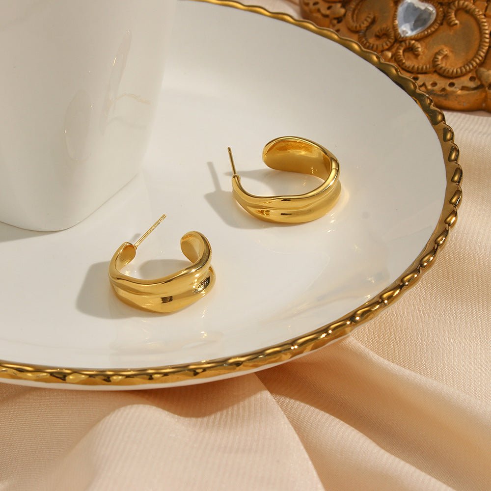 Sculpted Wave Hoop Earrings - Earrings