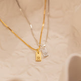 Seren Rectangle Initial Necklace - Pendant Necklaces
