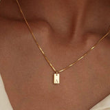 Seren Rectangle Initial Necklace - Pendant Necklaces