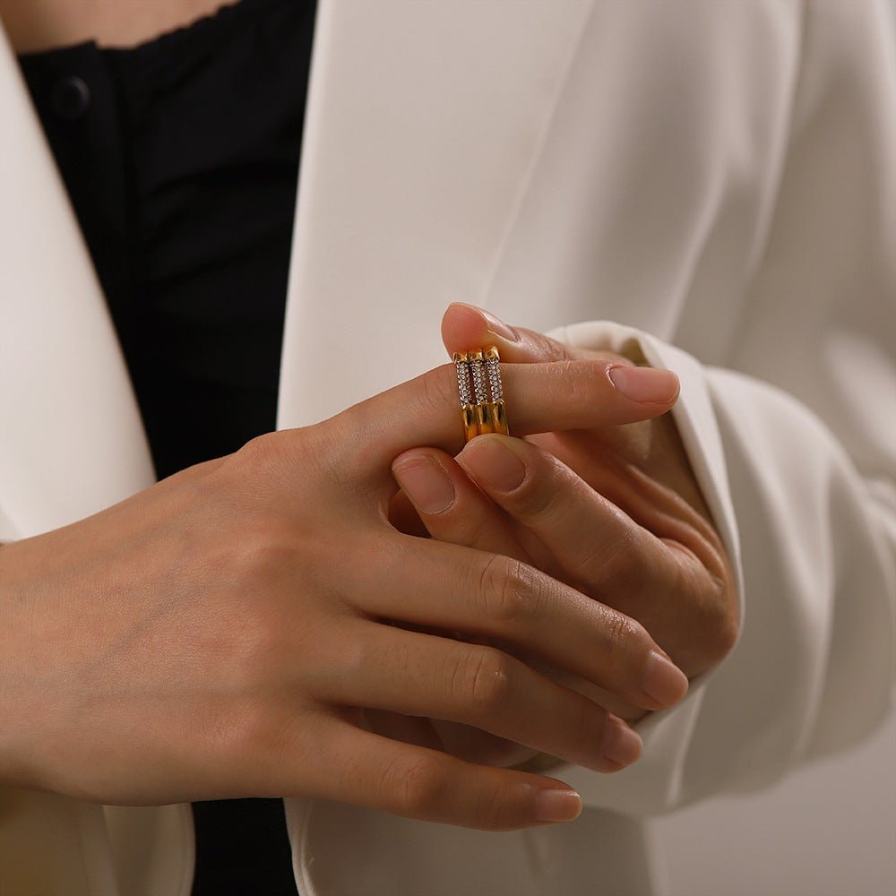 Serenity Triple Band Diamond Simulant Ring - Ring