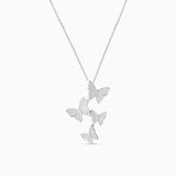 Silver Cascading Butterfly Necklace - Necklaces