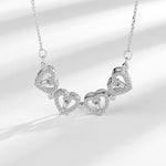 Silver Heart Clover Pendant Necklace - Necklaces