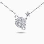 Silver Saturn & Star Necklace - Necklaces
