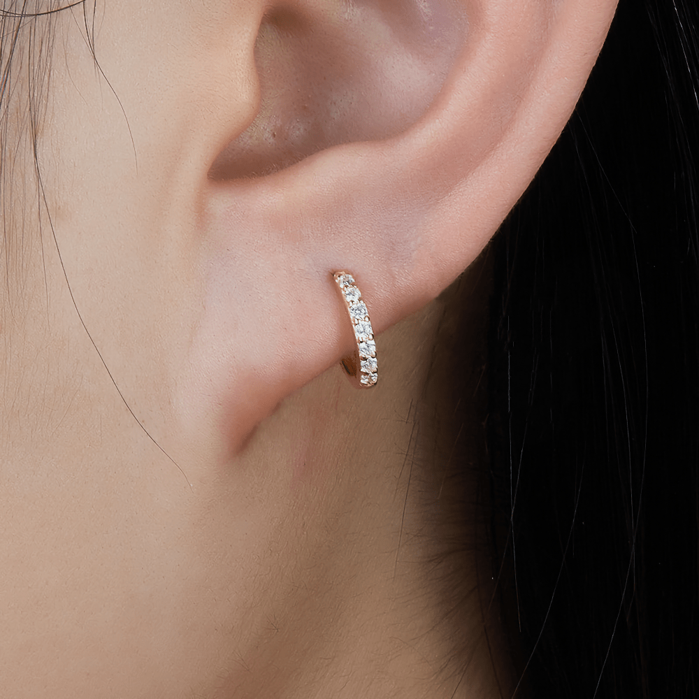 Sparkling Zircon Mini Hoop Earrings - Earrings
