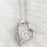 Sterling Silver Heart Necklace with Crystal Center – Elegant Pendant - Necklaces