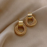 Textured Gold Loop Statement Earrings - Earrings